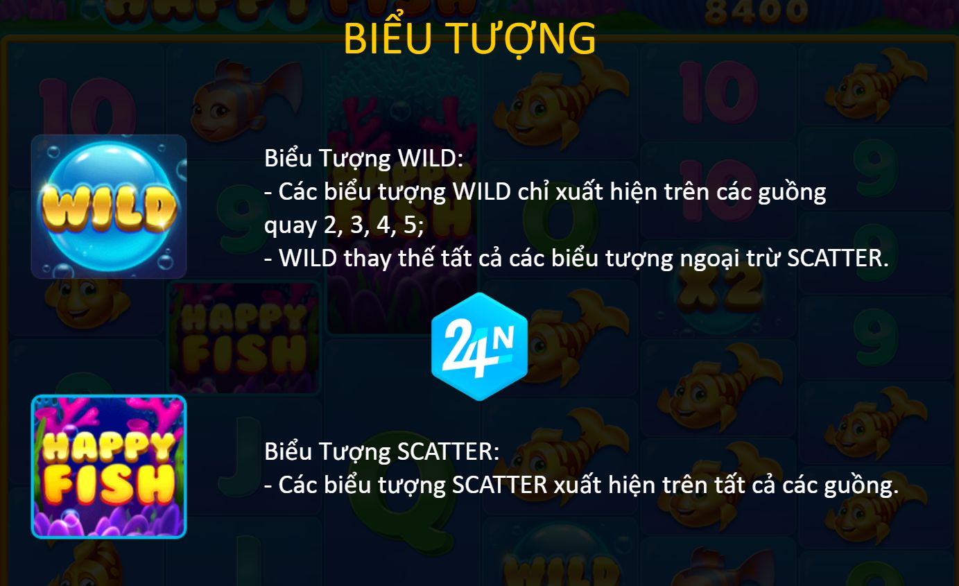 Biểu Tượng Đặc Biệt Trò Chơi Slot Happy Fish Tại Nhà Cái 24N (Special Symbols)